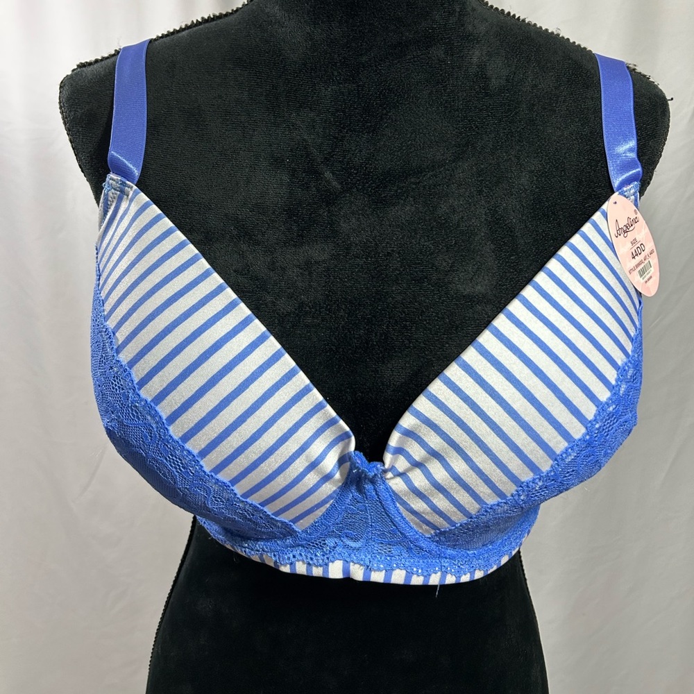 NEW ANGELINA Women's Full Coverage Lace and Stripes Bra 44DD
